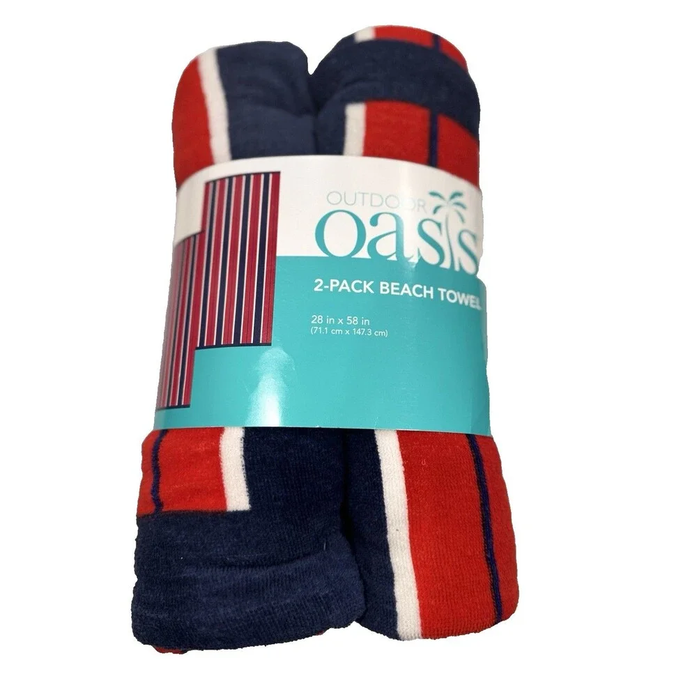 Oasis Outdoor 2-Pack Beach Towel 28 in x 58 in Multi Color